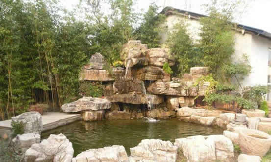 庭院小型鱼池龟纹石假山制作多少钱(图文)